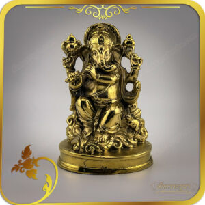 รูปหล่อลอยองค์ ทองเหลือง พระพิฆเนศ ปางนั่งเป่าขลุย