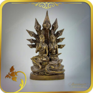 รูปหล่อลอยองค์ ทองเหลือง พ่อปูศรีสุทโธ แม่ย่าศรีปทุมมา นั่งบัลลังก์พญานาค 9 เศียร
